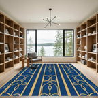 Regal Navy Gold Art Nouveau Vines Rug