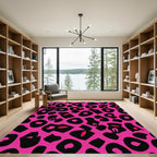 Hot Pink Black Spots Animal Print Rug
