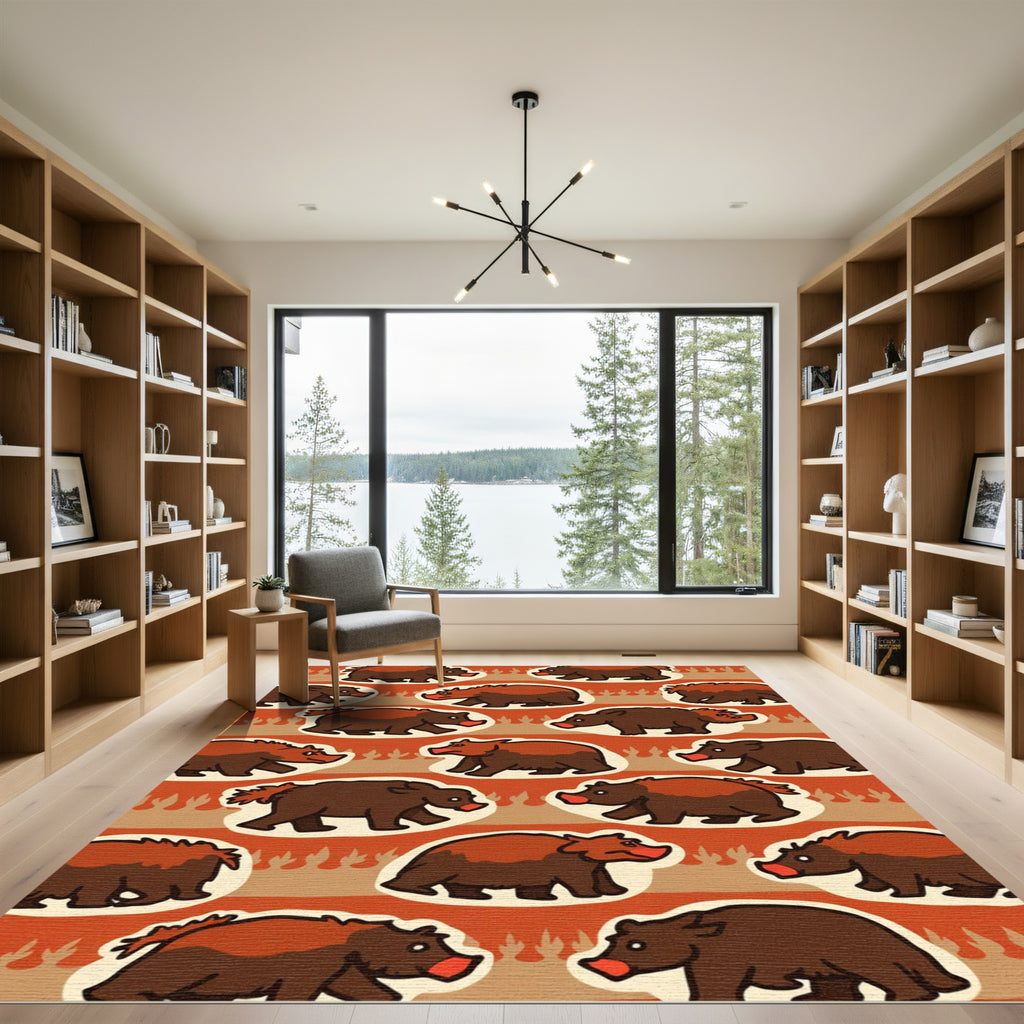 Brown Bears With Red Noses Fire Rug