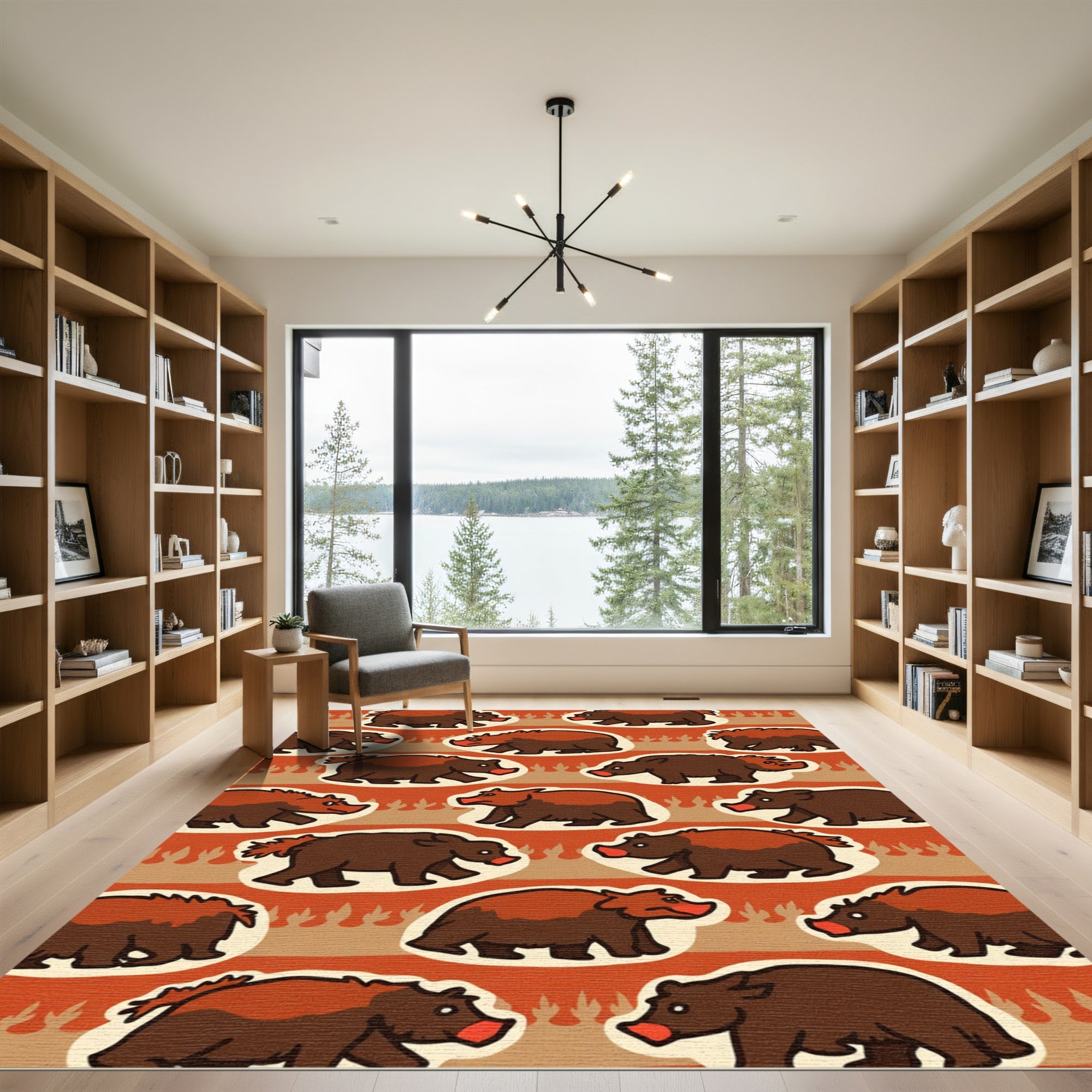 Brown Bears With Red Noses Fire Rug