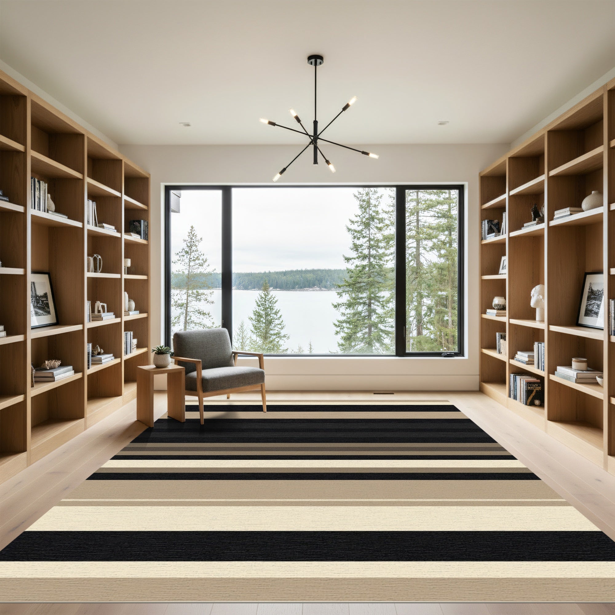 Neutral Palette Striped Contemporary Rug