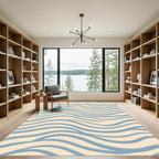 Soft Blue Wavy Stripes Rug