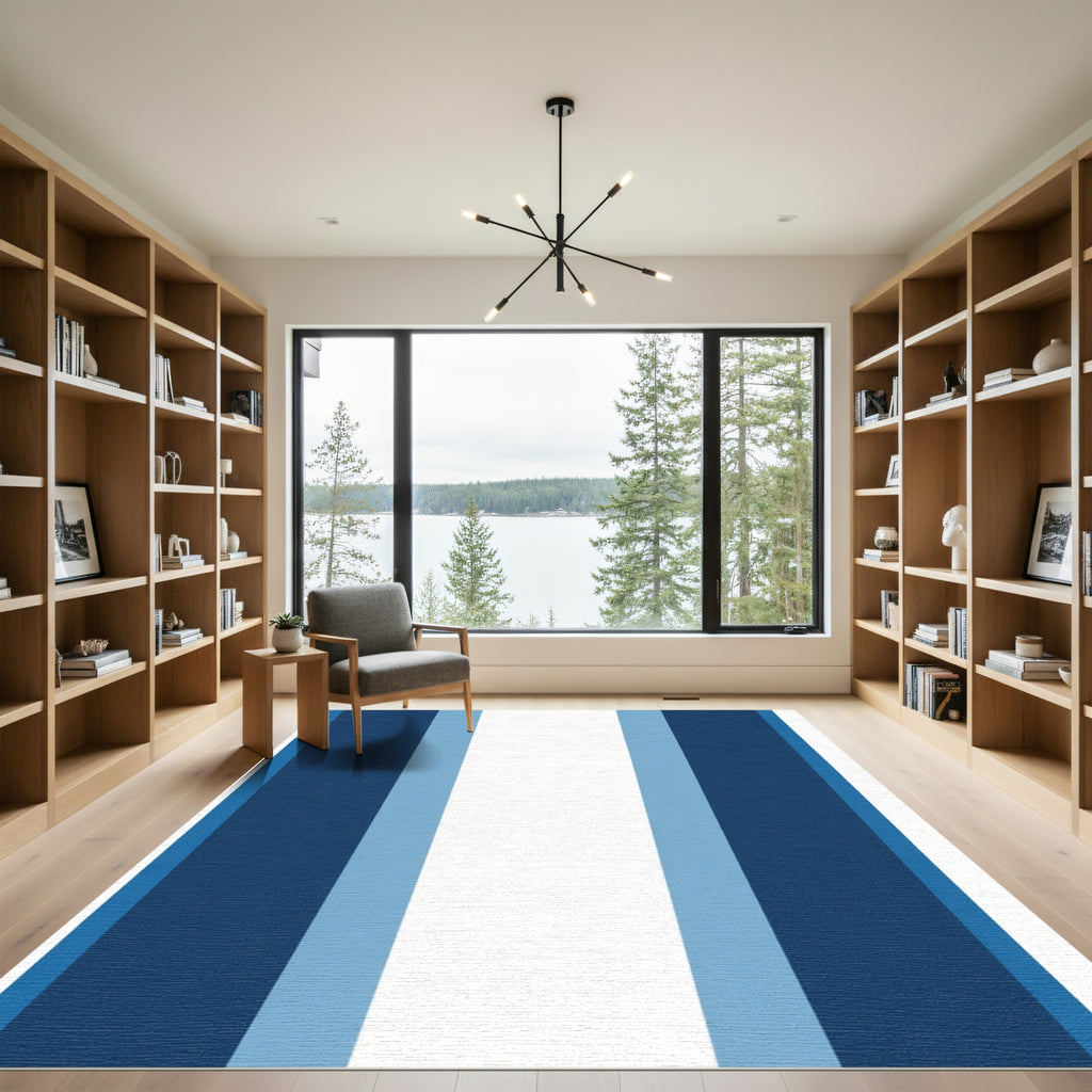 Bold Blue White Stripe Rug