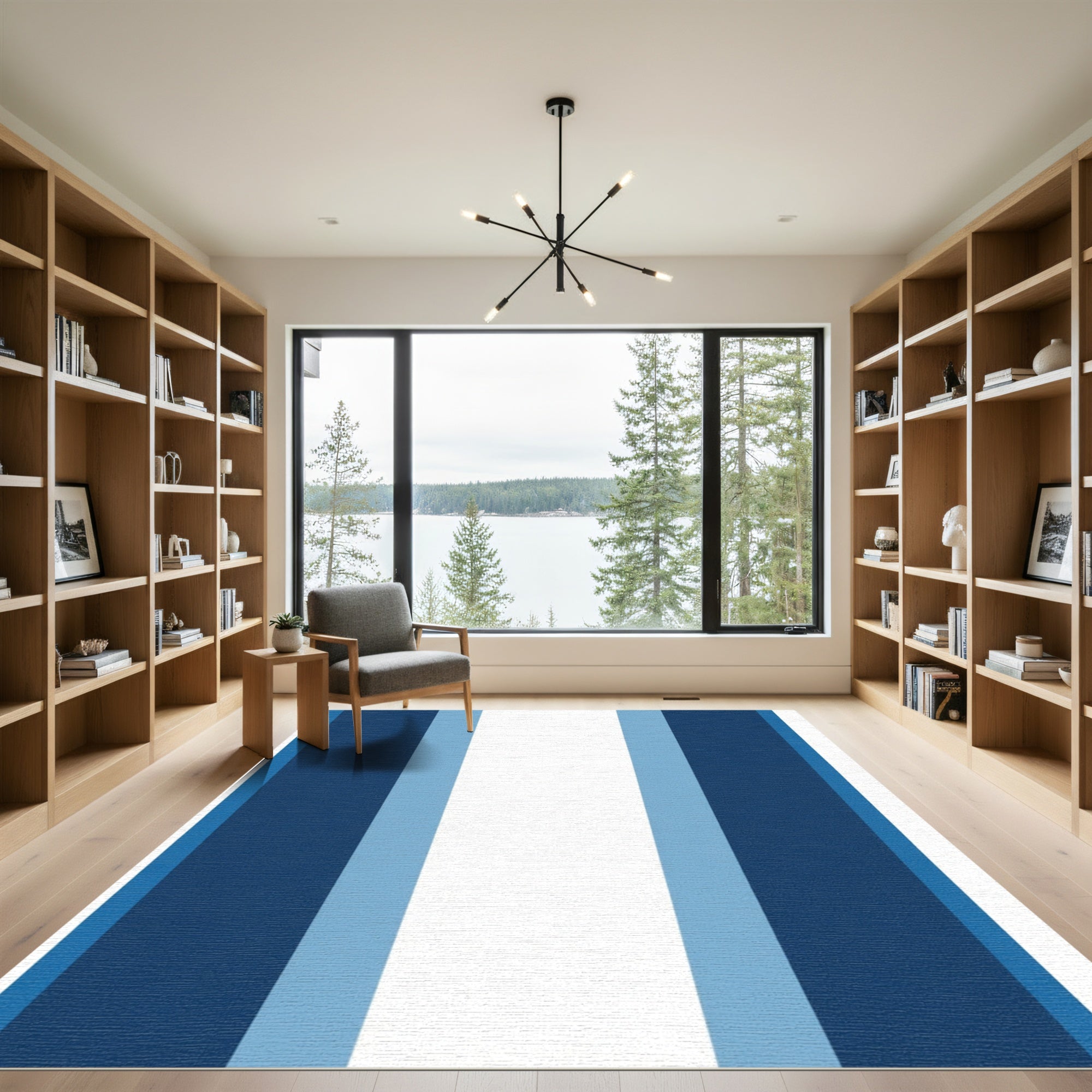 Bold Blue White Stripe Rug