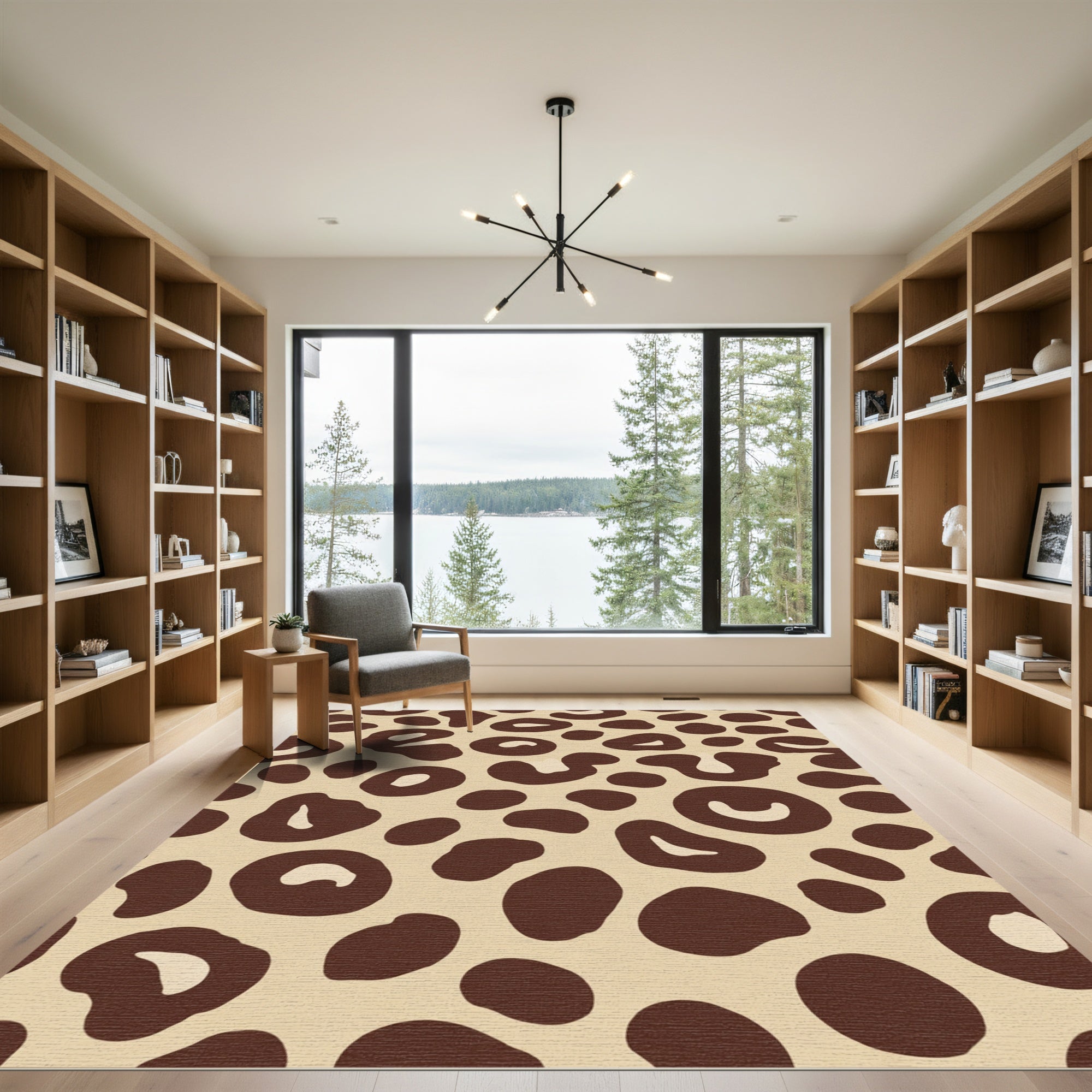 Brown Leopard Print Spots Rug