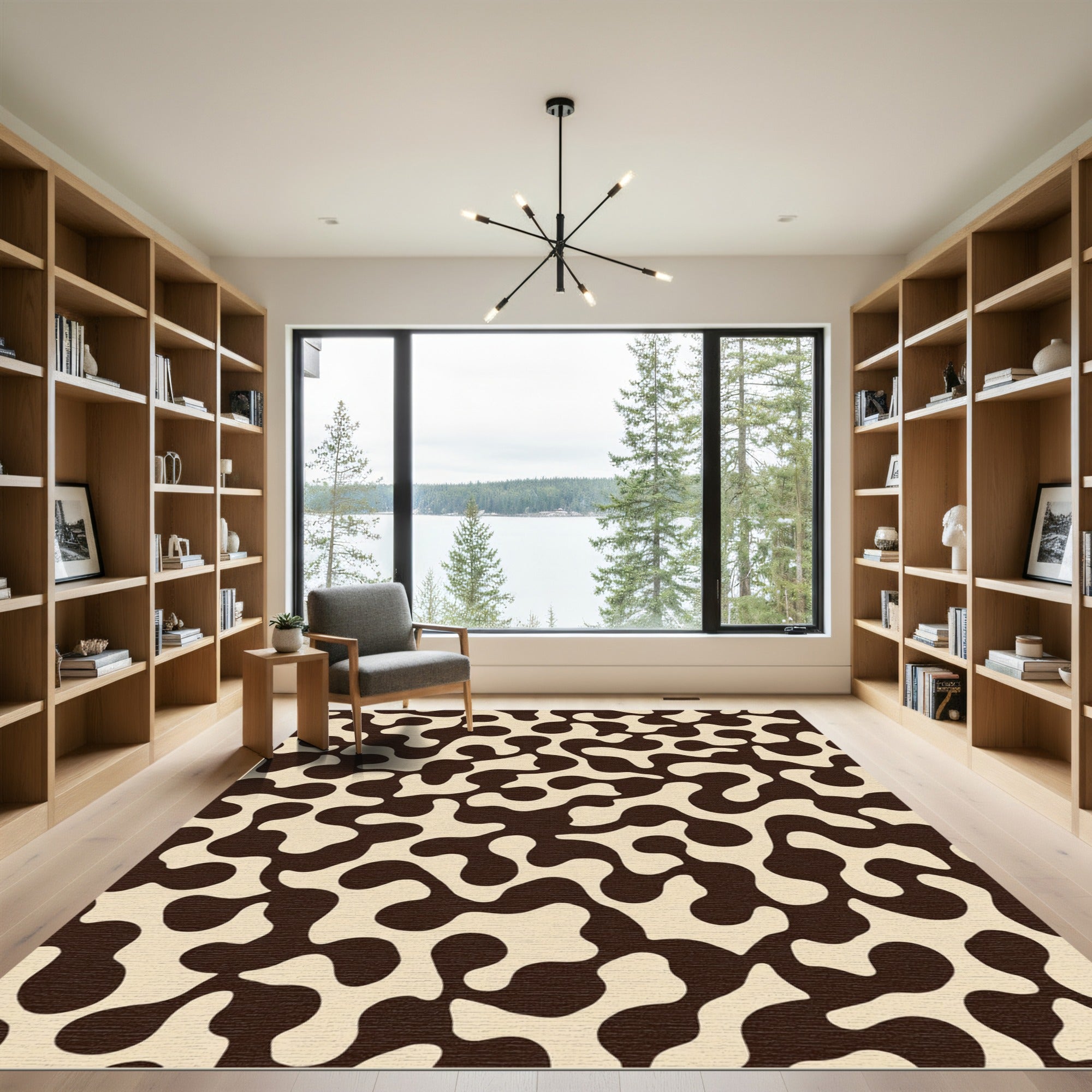Brown Beige Organic Amorphous Flow Rug