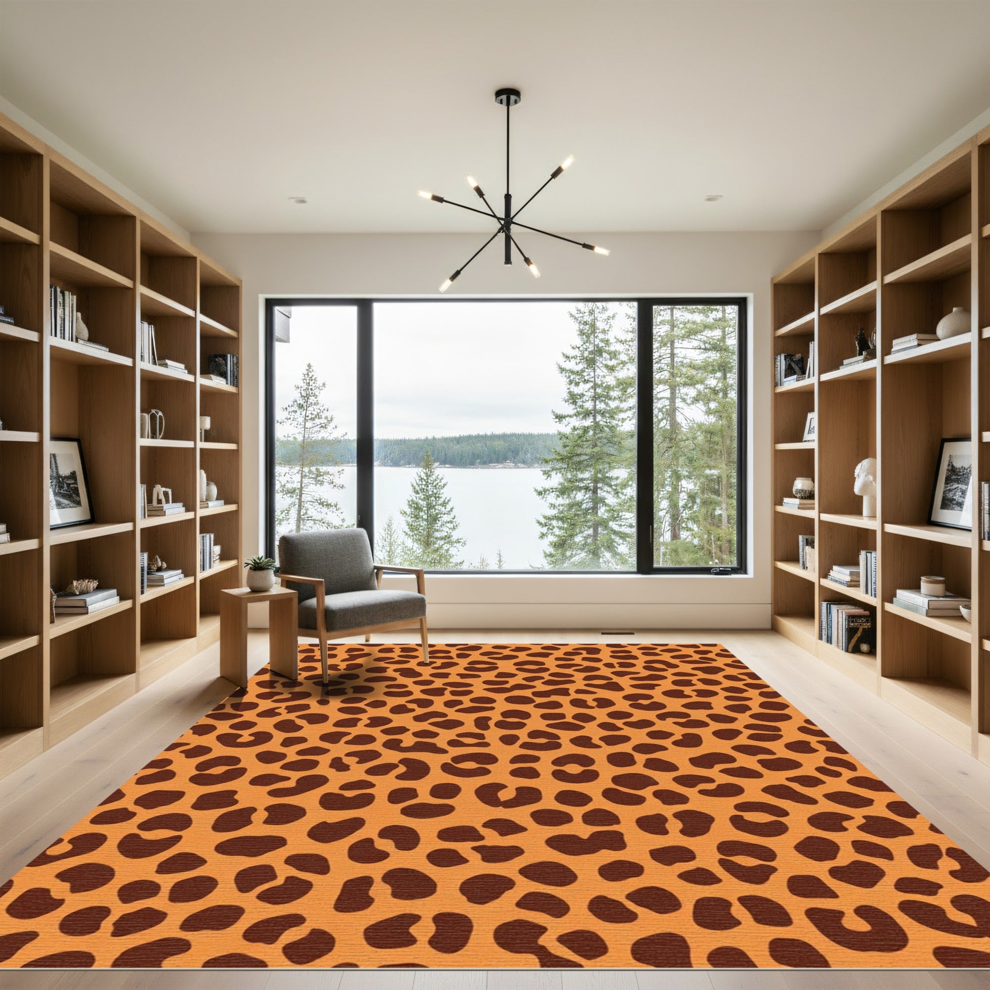 Bold Orange Leopard Spots Rug