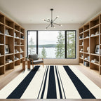 Classic Navy Cream Vertical Stripe Rug