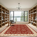 Crimson Antique Faces Border Rug
