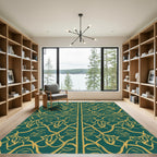 Emerald Gold Art Nouveau Vine Rug
