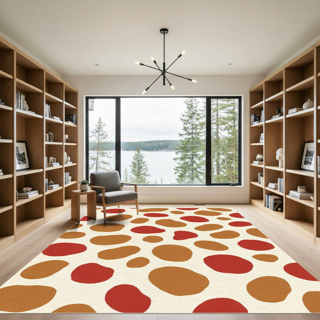 Red Brown Organic Blob Composition Rug