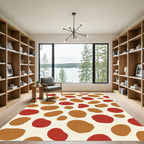 Red Brown Organic Blob Composition Rug