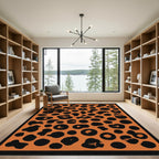 Bold Orange Black Spotty Animal Print Rug