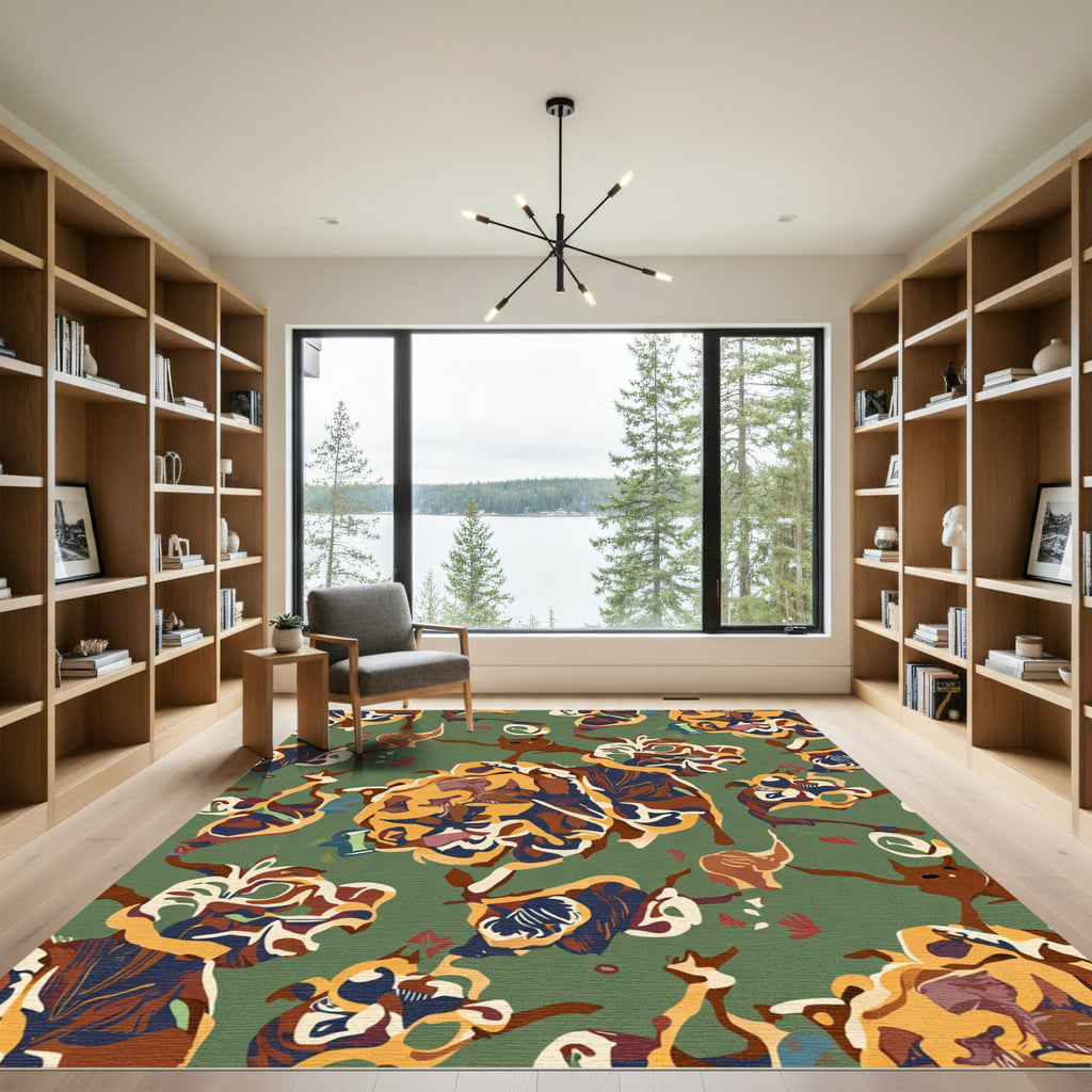 Earthy Abstract Floral Harmony Rug
