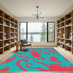 Red Abstract Spiky Organic Shapes Rug