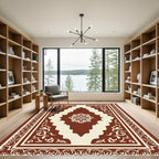 Brown Ivory Classic Arabesque Medallion Rug