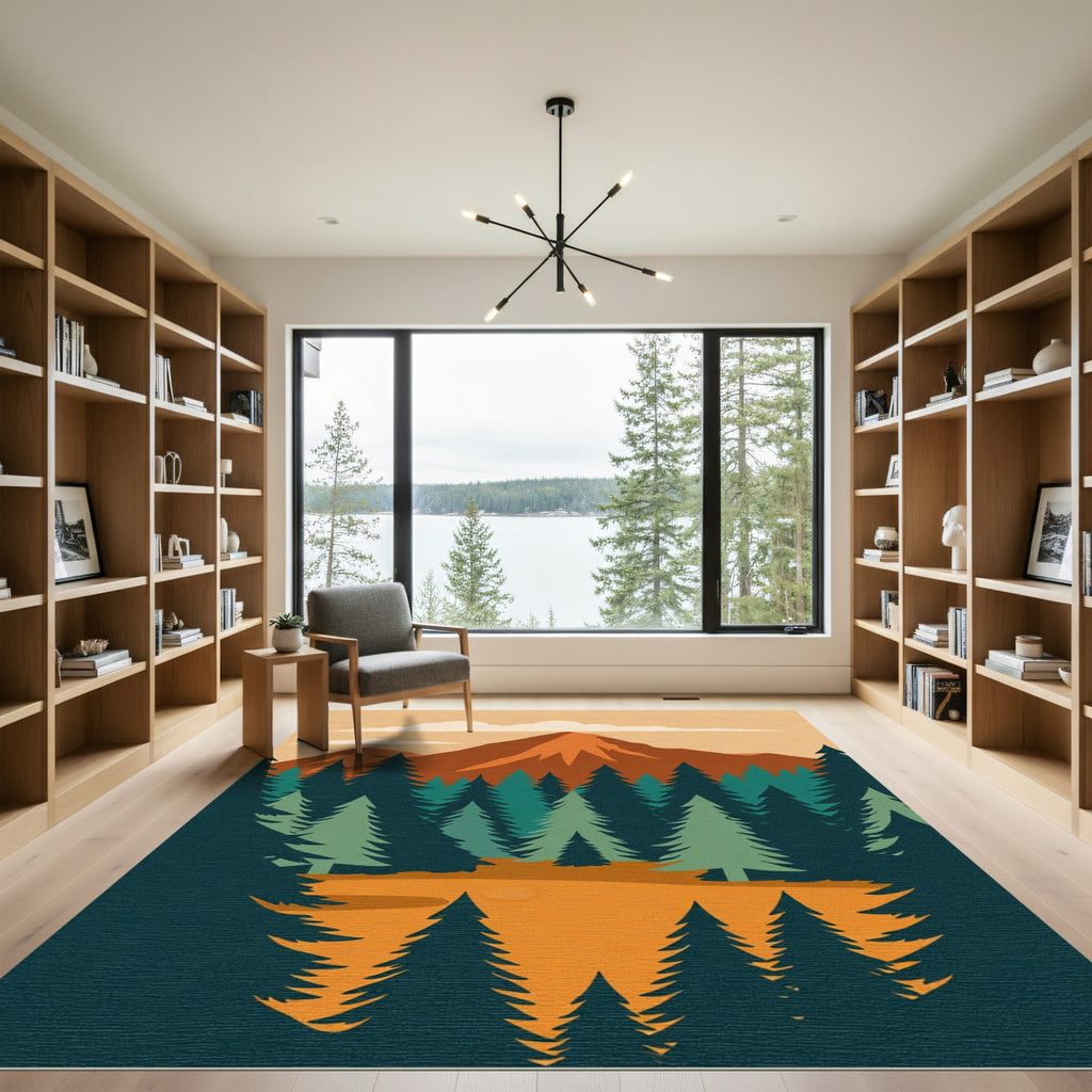 Crimson Peaks Evergreen Forest Vista Rug