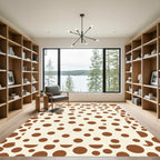 Cream Brown Polka Dot Overlap Rug