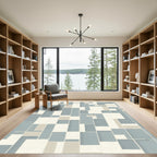 Modern Blue Geometric Block Rug