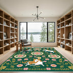 Enchanted Forest Unicorn Floral Bloom Rug