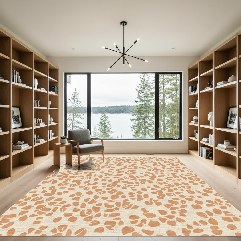 Terracotta Spots Organic Abstract Rug