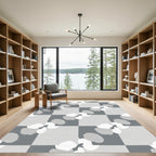 Monochromatic Checkerboard Orchid Blossom Rug