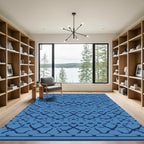 Indigo Lattice Repeating Organic Rug