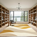 Earthy Ochre Dune Waves Rug