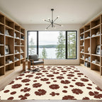 Whimsical Chocolate Floral Dot Rug