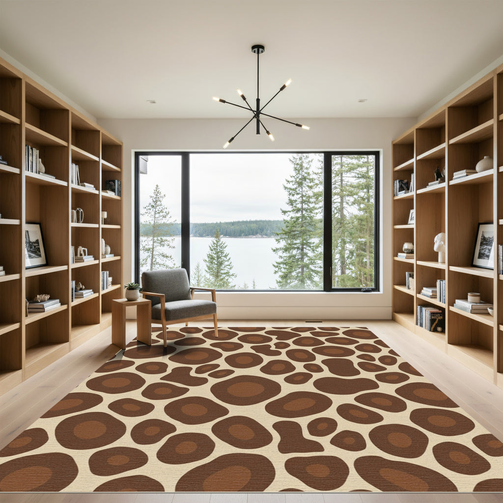 Earthy Brown Abstract Spots Rug