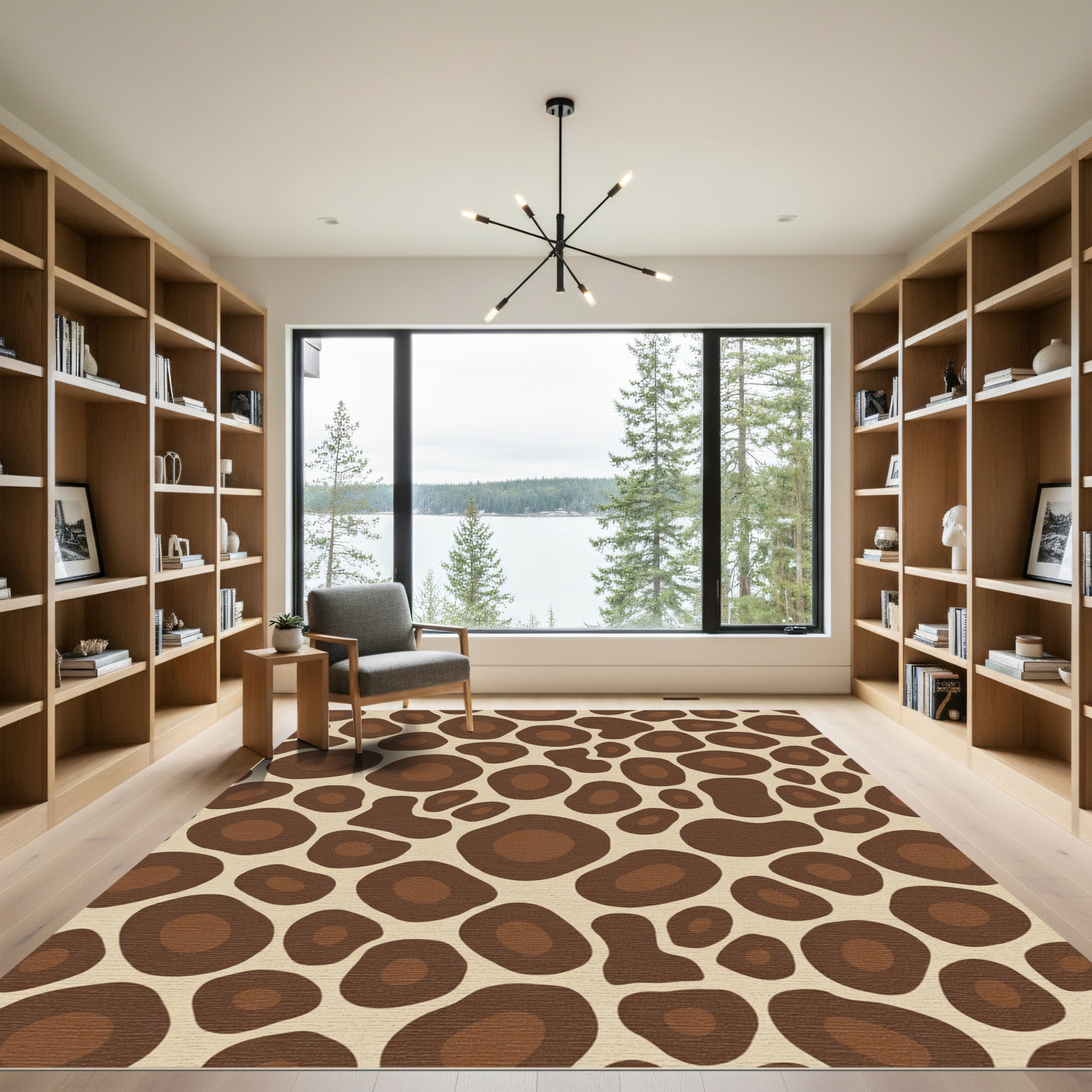 Earthy Brown Abstract Spots Rug