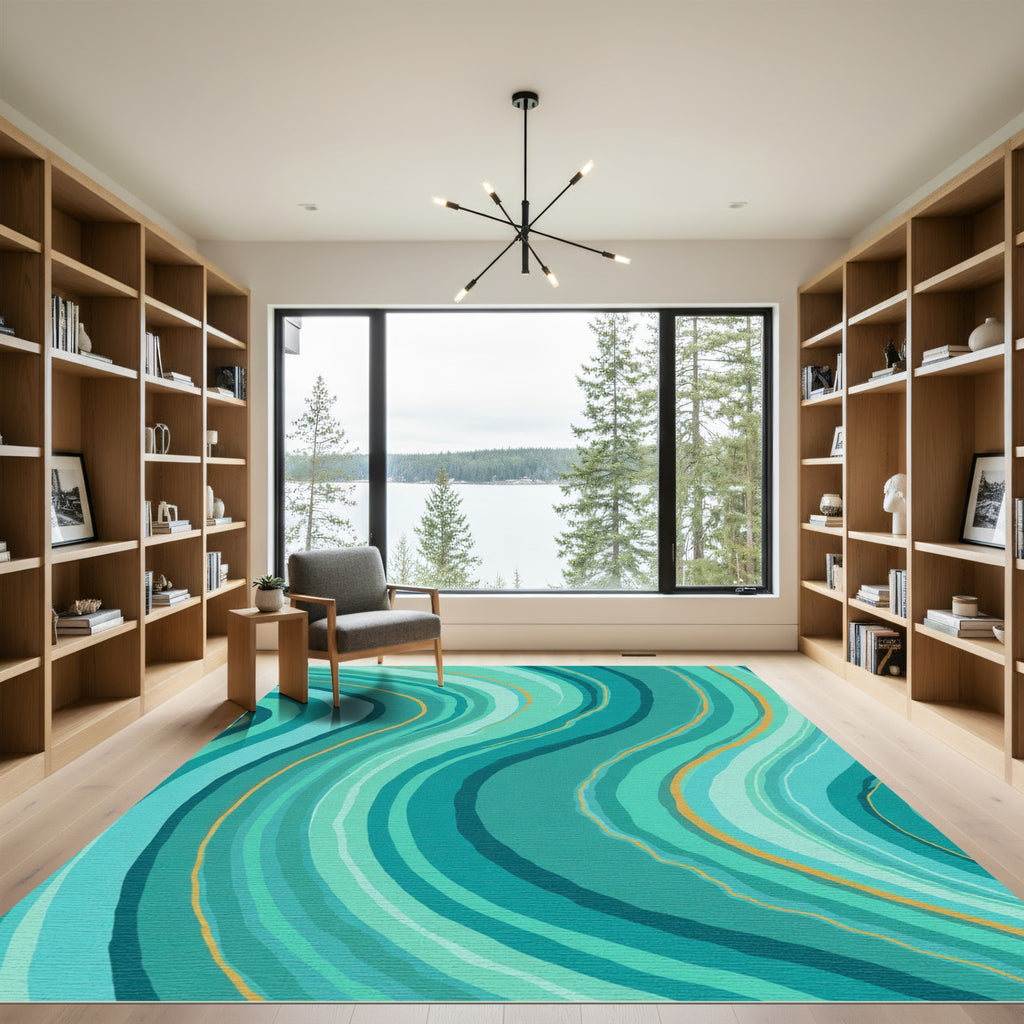 Turquoise and Orange Swirl Agate Rug
