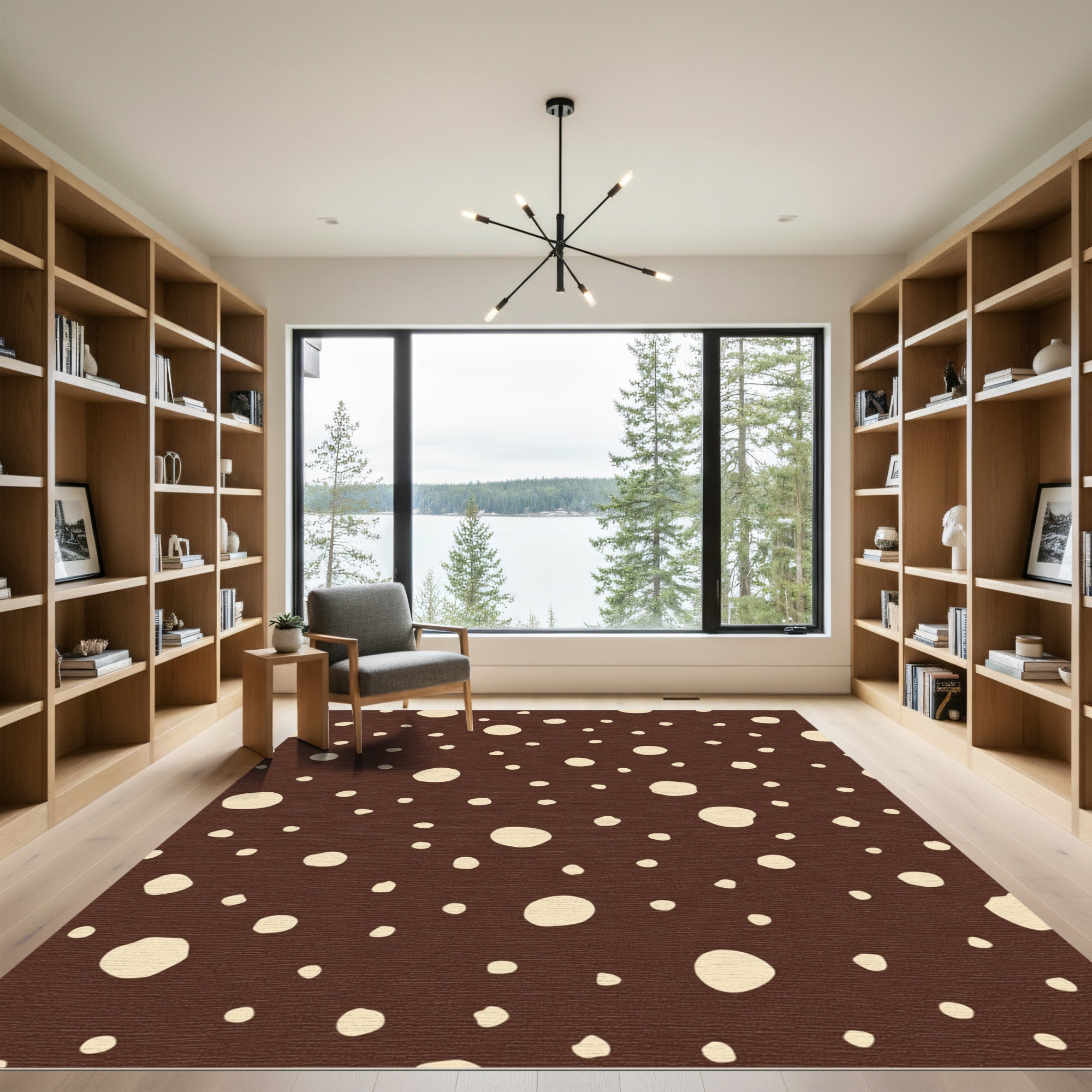 Rich Brown Cream Polka Dot Scatter Rug