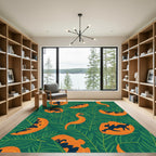 Whimsical Orange Animal Leaf Rug