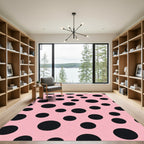 Pink Black Polka Dot Scatter Rug