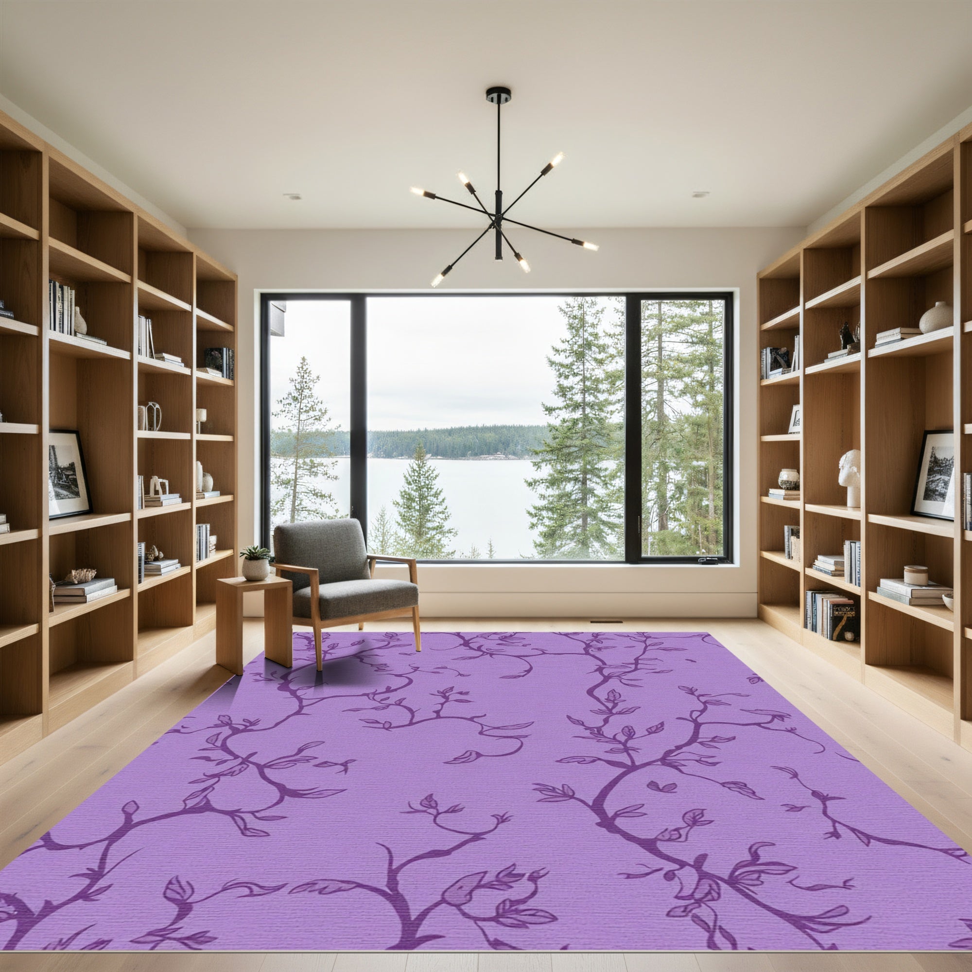 Purple Vine Branch Foliage Rug