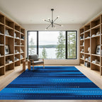 Deep Blue Abstract Horizontal Lines Rug