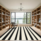 Bold Black Ivory Stripe Composition Rug