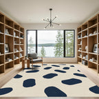Navy Stains Beige Abstract Rug