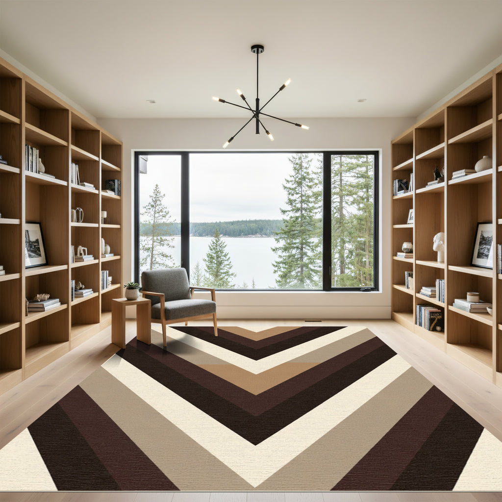 Chic Brown Chevron Herringbone Rug