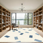 Modern Blue Abstract Rectangles Rug