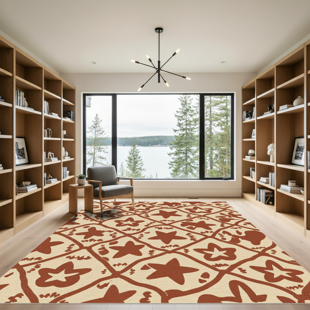 Brown Star Lattice Art Rug