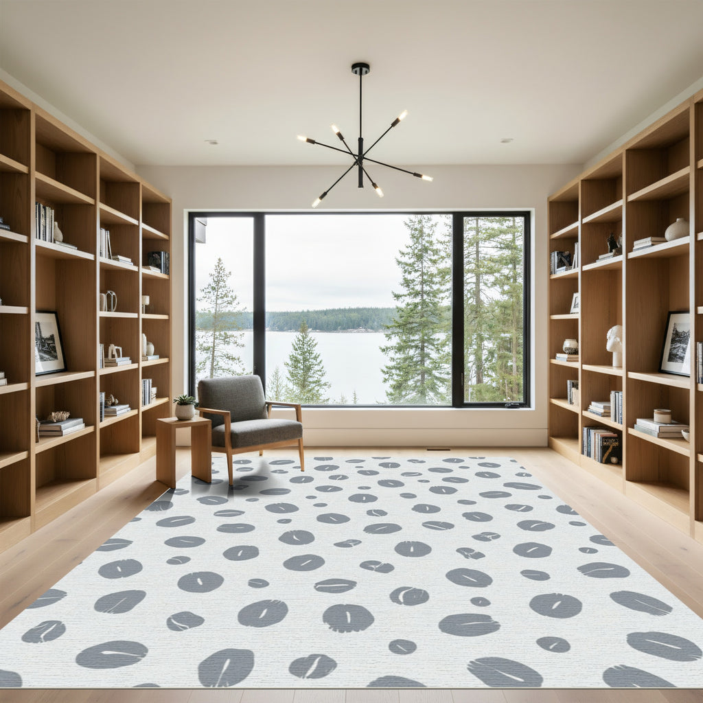 Gray Abstract Oval Spotting Rug