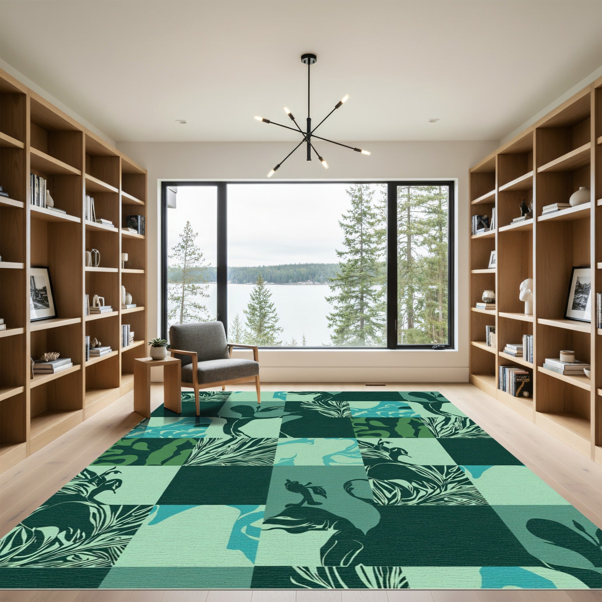 Emerald Green Floral Patchwork Rug