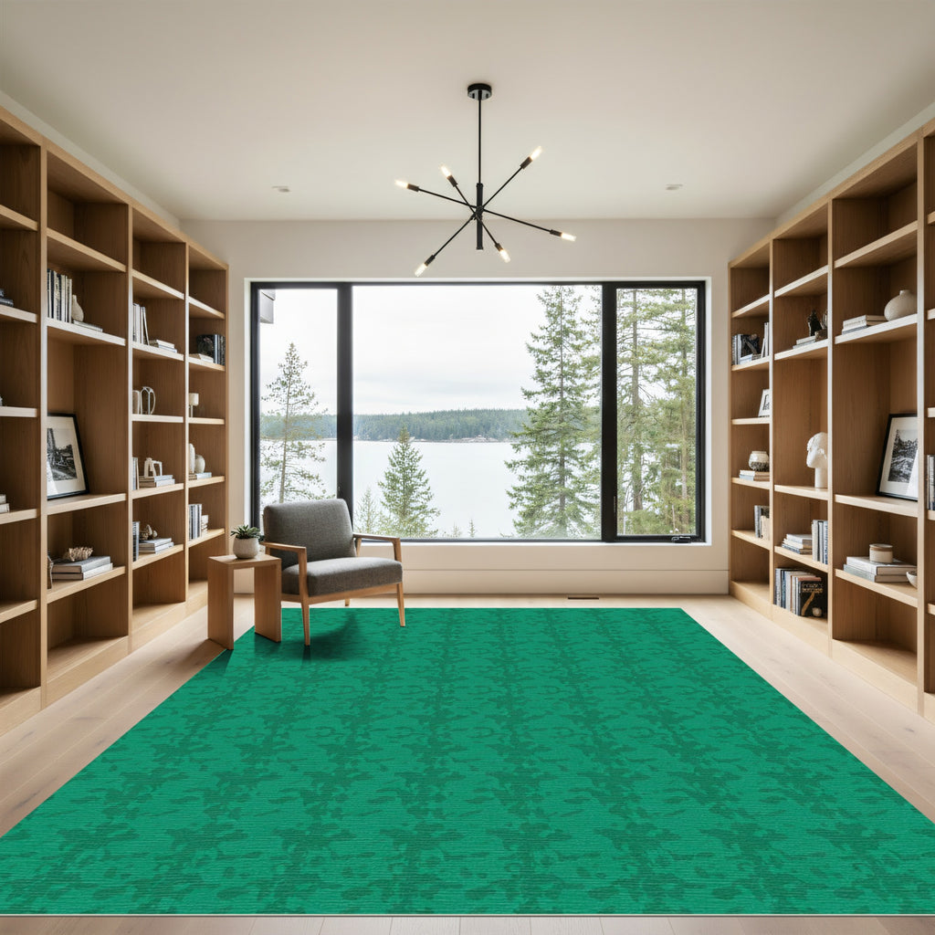 Earthy Emerald Abstract Vertical Flow Rug