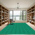 Earthy Emerald Abstract Vertical Flow Rug