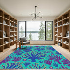 Teal Coral Garden Medallion Rug