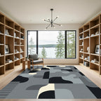 Monochrome Abstract Geometric Mid Century Modern Rug