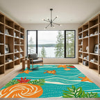 Oceanic Turtle Starfish Coral Garden Rug