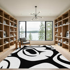 Bold Black And White Organic Flow Rug
